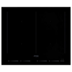 Smeg SIM662WLDX Dolce Stil Novo Induction Hob, Black/Stainless Steel